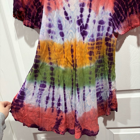 ADVANCE APPARELS Women’s Striped Multicolor Sequin Short Sleeve Blouse w/ Ties - Picture 5 of 6